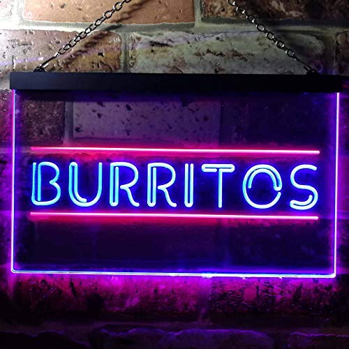 Mexican Food Burritos Dual LED Neon Light Sign